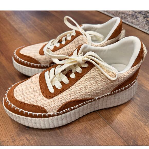 Target Persephone Platform Sneakers in Brown Cream Woven Plaid size 8 - Picture 2 of 8